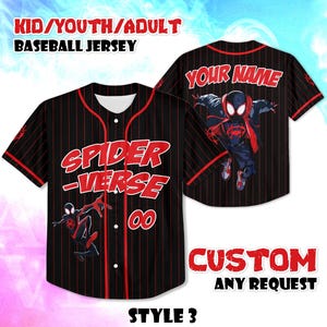 Benutzerdefinierte Spider-Verse Baseball Jersey, personalisierte Film Shirt