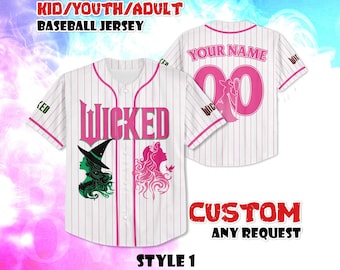 Maglia da baseball Wicked personalizzata, maglietta Elphaba Glinda, regalo per film musicali