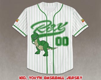 Maglia da baseball del dinosauro Rex, ispirata a Toy Story, taglie per bambini e ragazzi