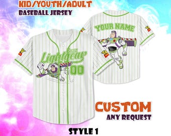 Custom Buzz Lightyear Baseball Jersey, Personalized Toy Story Gift