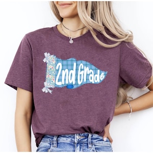 Personalized Pennants Flag Teacher Shirt, Custom Name Back to School Teacher Tee,School Spirit Teacher Shirt,First Grade Teacher,School Tee