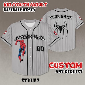 Custom Spider-Man Baseball Jersey, Personalized Superhero Shirt