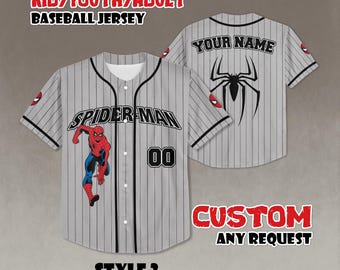 Custom Spider-Man Baseball Jersey, Personalized Superhero Shirt