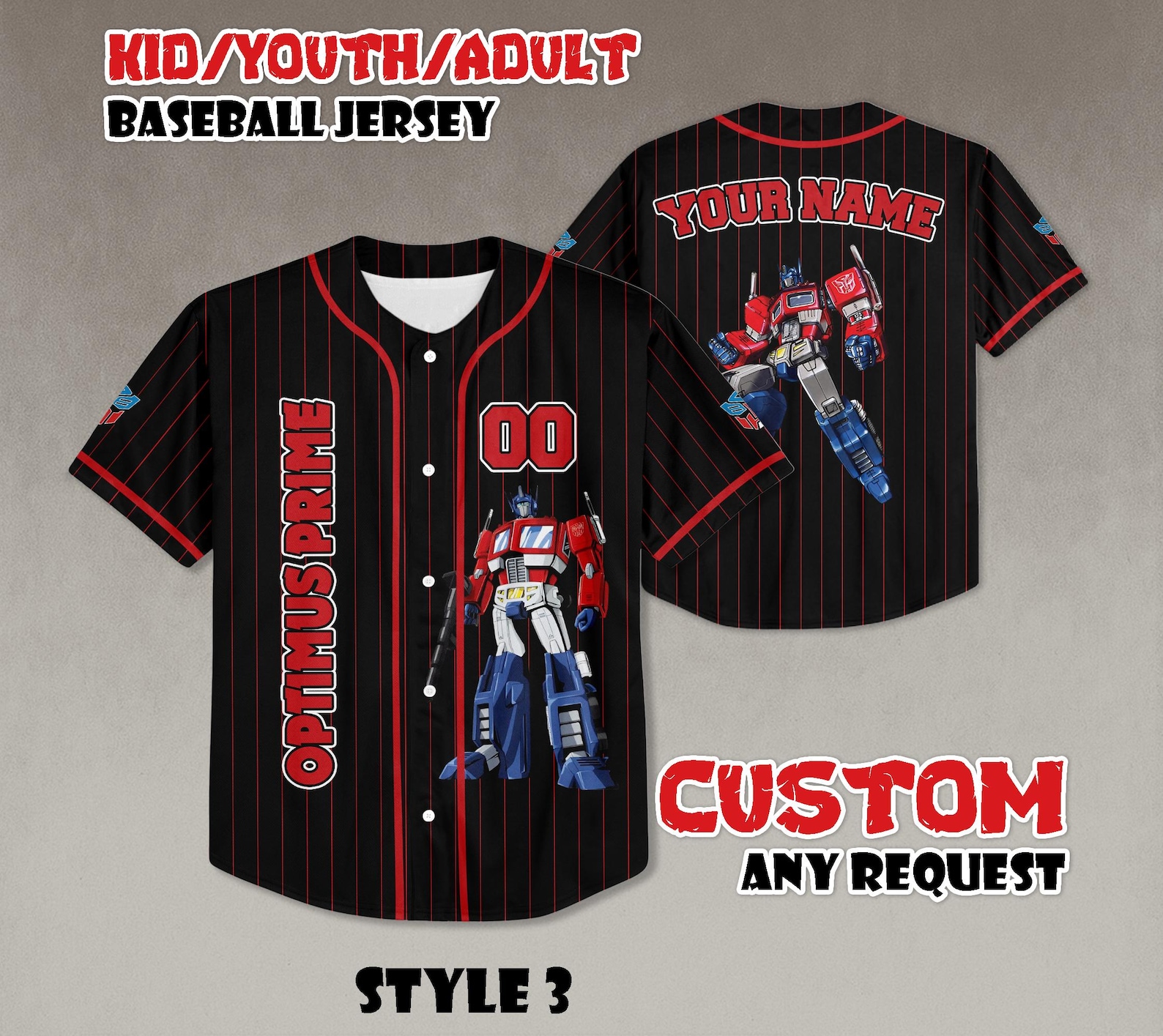 Custom Optimus Prime Baseball Jersey, Transformers Fan Gift - Etsy