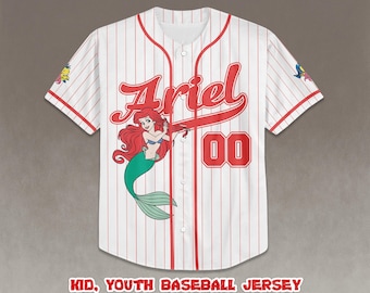 Camiseta de béisbol personalizada de Ariel, camiseta de béisbol personalizada de Ariel, fanático del béisbol, camiseta de La Sirenita, regalos para fans de Disney