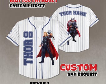 Camiseta de béisbol personalizada de los Vengadores: Camiseta de superhéroe personalizada