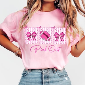 Comfort Colors® Football Pink Out Shirt, Breast Cancer Football Shirt, Breast Cancer Awareness Shirt, Pink Ribbon, Football Mom Pink Shirt
