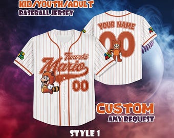 Camiseta de béisbol personalizada de Mario Tanooki, camiseta de viaje de Nintendo