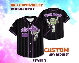 Personalizowana koszulka baseballowa Buzza Lightyeara, spersonalizowany prezent Disney