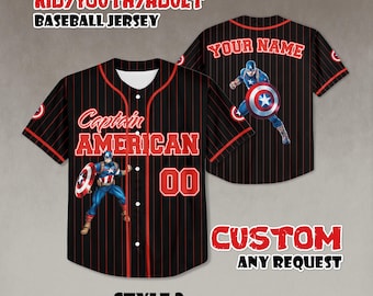 Camiseta de béisbol personalizada del Capitán América, regalo de superhéroe
