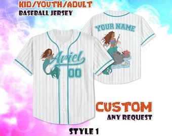 Custom Ariel Baseball Jersey, Disney Fan Gift