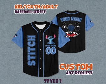 CUSTOM Stitch Baseball Jersey, Disneyland Baseball Shirt, Personalized Disney Stitch Jersey, Magic Kingdom Shirt, Birthday Gifts