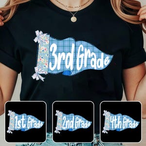Personalized Pennants Flag Teacher Shirt, Custom Name Back to School Teacher Tee,School Spirit Teacher Shirt,First Grade Teacher,School Tee