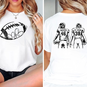 Custom Football Mom Shirt with 2 Names and Jersey Numbers, Football Mom Game Day Shirt, High School Football Season, Sibling Football Shirts