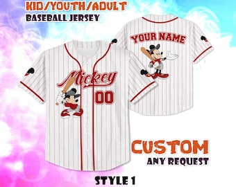 Custom Mickey Mouse Baseball Jersey, Personalized Disneyland Shirt