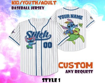 Camisa de beisebol com costura personalizada, camisa personalizada da Disney