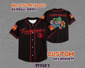Camiseta de béisbol personalizada del equipo de superhéroes: regalo para fans de los Vengadores