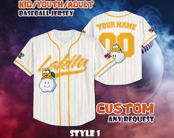 Camiseta de béisbol personalizada de Lakitu, regalo para fans de Super Mario