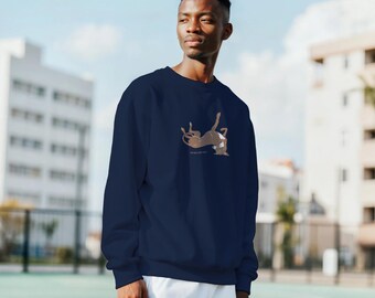 Trui met afbeelding van een luie slapende windhond, grappige trui met de tekst "Ik doe het liever niet" in marineblauw of zwart, cadeau voor eigenaren van windhonden.