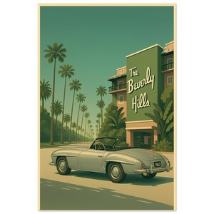 Mercedes-Benz 190 SL, auto da sogno del 1962 / Beverly Hills Hotel / Los Angeles Wall Art / Beverly Hills Poster / Regalo automobilistico / Arte su auto d'epoca