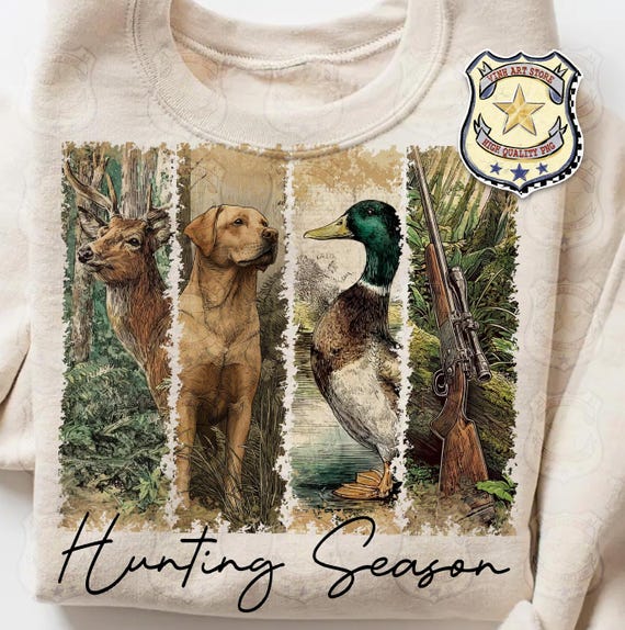 Retro Hunting Season PNG, Vintage Wildlife Hunting Shirt Design, Deer Duck Dog Rifle Png, Rustic Fall Outdoorsman Sublimation, Viral Hunting