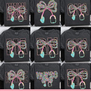 Preppy Nurse Floral PNG Bundle, CNA NICu RN Nurse Png, Preppy Nurse Coquette Png, Floral Bow Nurse Stethoscope Bow Png, Retro Nurse Life png