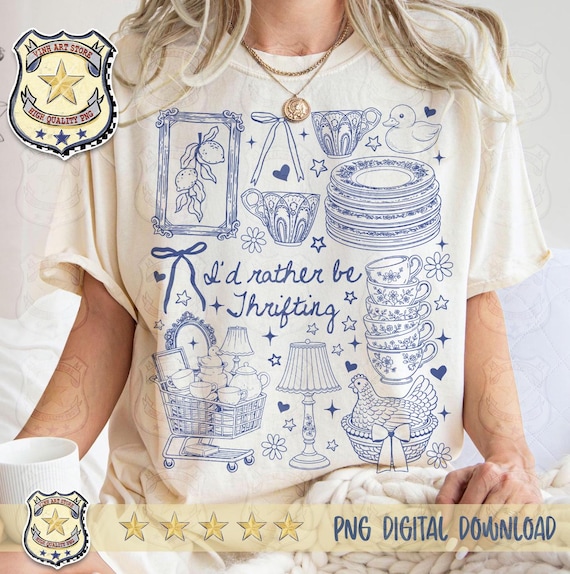 I'd rather be thrifting Png, Minimalist Thrifter Png, Antique Shopping Png, Retro Thrift Lover Png, Cottagecore Png, Grandmacore Kitchen Png