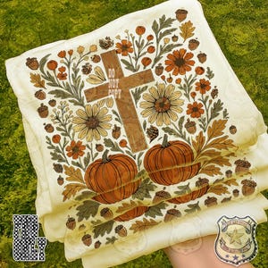 Floral Pumpkin Cross Fall Jesus, Autumn Pumpkin Floral, Retro Fall Png, Fall Cross Bow, Fall Christian Png, Autumn Pumpkin Shirt Design