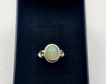 Sterling silver moon stone ring vintage bohemian Victorian style collectible gemstone jewelry June birthstone collectible Lucky
