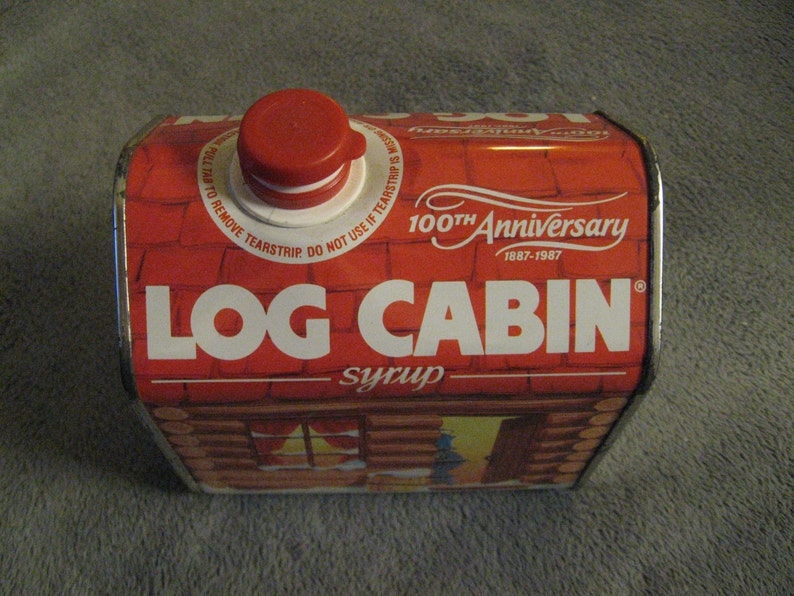 1987 Log Cabin Syrup Tin Vintage 100th Anniversary Log 1987 Log Cabin Syrup Tin Vintage 100th Anniversary Log