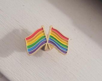 Double Rainbow Flag Gay Pride Vintage Lapel Pin - Awareness Ally LGBT Queer Pin