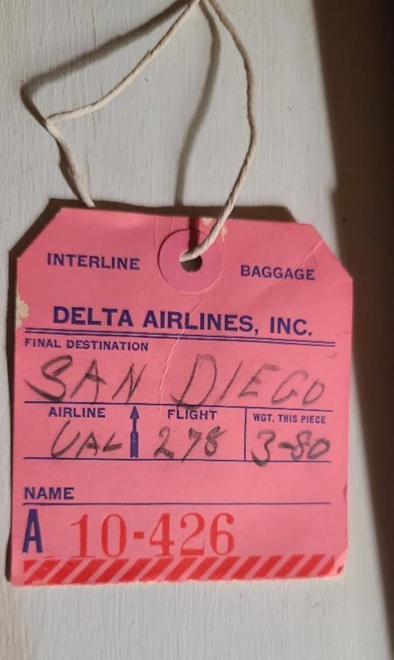 Delta Airlines Vintage 1980's Interline Luggage Tag - DAL DL