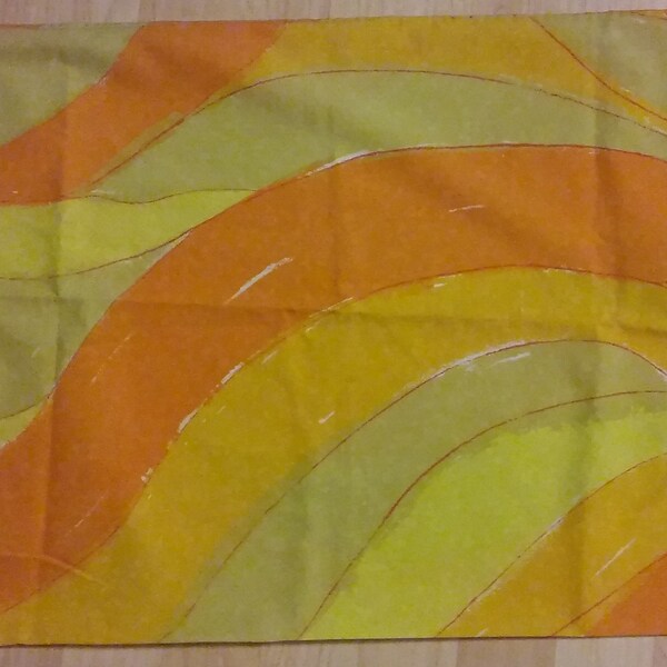 Vera Neumann Pillow Case - Vintage 1960s Designer Orange Yellow White Pillowcase