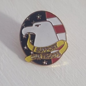 USA Military Support Our Troops Lapel Pin Tie Tack Brooch - American Flag Eagle