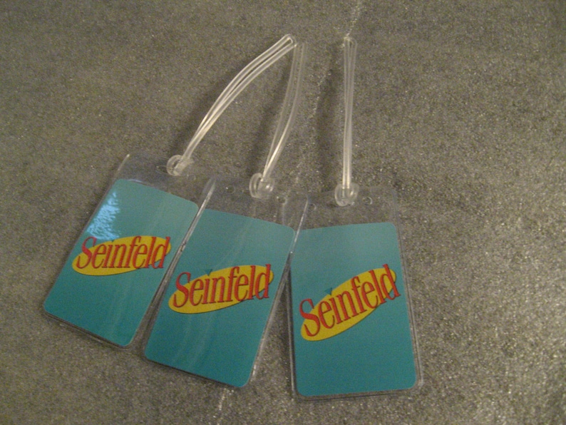 3 Seinfeld TV Luggage Tags Jerry Seinfeld Comedy Comic USA Television Series Re-Purposed Playing Cards Suitcase Name Bag Tag Set