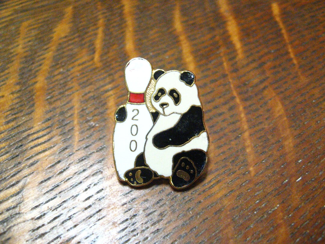 Panda Bear Bowling Pin Score 200 Vintage Lapel Pin - Etsy