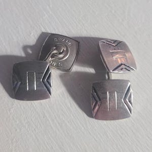 SWANK Links Vintage 1950&#39;s Cufflinks - Silver Tone Metal Fashion Cuff Links Set
