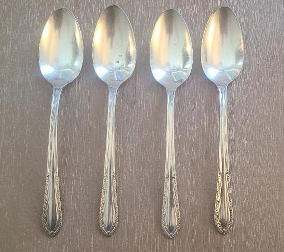 アールデコ1930年代WM ROGERSカトラリー アメリカ 8本シルバーPL Wm Rogers Vintage 1930's Ladyship Pattern Tablespoons (4