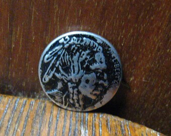 Indian Head USA Nickel Repro Tin Vintage Lapel Pin