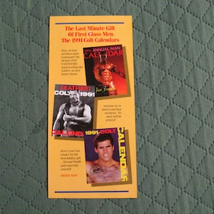 Folheto Promocional Vintage Calendário Masculino Colt Studio 1991