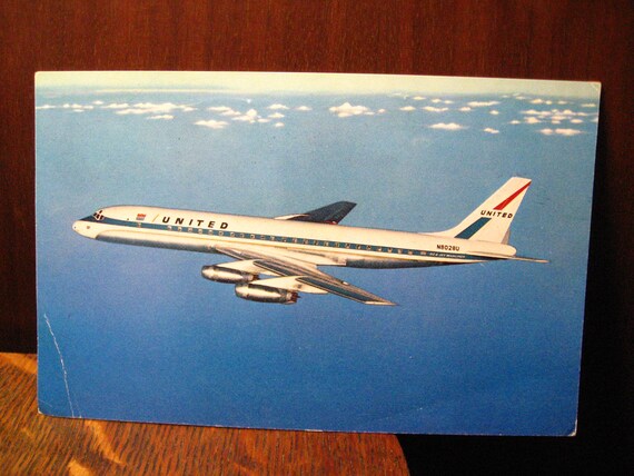 【ビンテージ】1958年 United Airlines Mile Club United Airlines DC-8 Airplane 1965 Postcard - Etsy