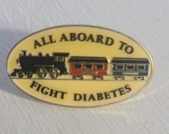 Toy Train All Aboard To Fight Diabetes Lapel Pin Tie Tack Brooch - Locomotive