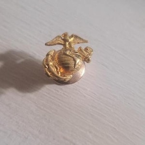 USMC Vintage Small Gold Emblem Lapel Pin - United States Marine Corps Eagle Pin