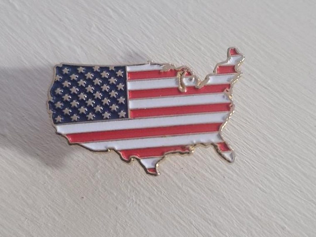 USA Map American Flag Vintage Lapel Pin Tie Tack Brooch - Old Glory ...