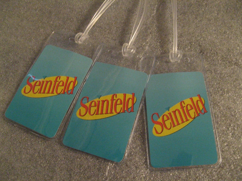 3 Seinfeld TV Luggage Tags Jerry Seinfeld Comedy Comic USA Television Series Re-Purposed Playing Cards Suitcase Name Bag Tag Set