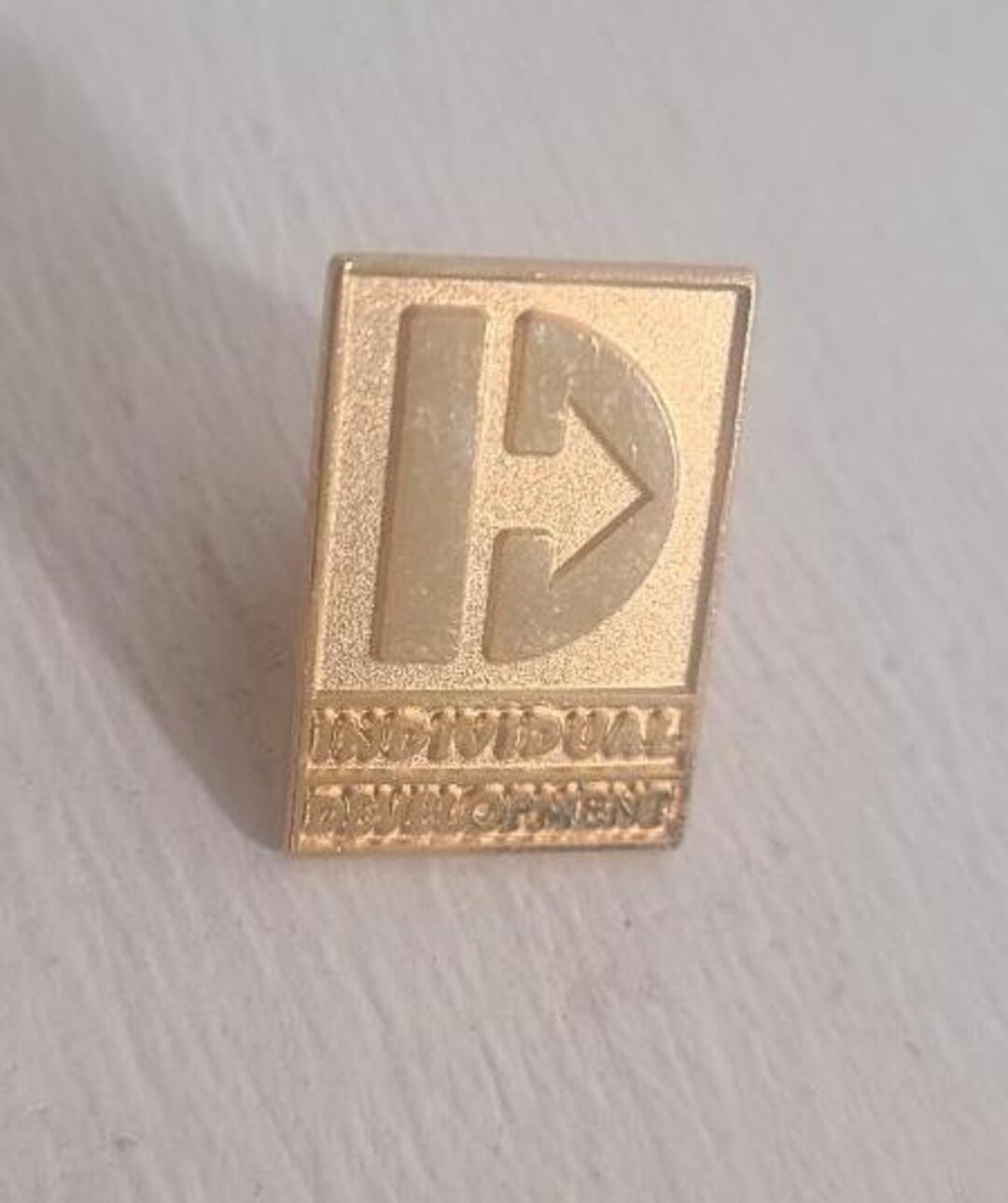 Individual Development ID Lapel Pin Tie Tack Brooch - Gold Rectangle ...