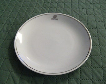 United Airlines Vintage Tulip Logo Dessert Plate