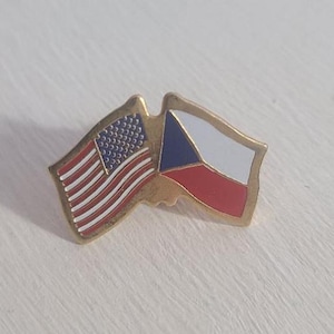 Czech Republic American USA Friendship Flags Lapel Pin Tie Tack - Multi Heritage