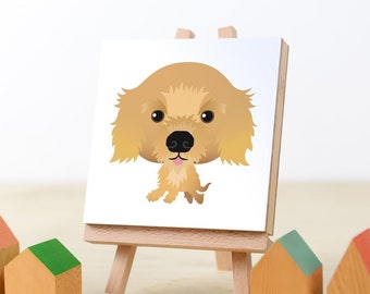 Golden Cocker Spaniel, Ruby Cavalier King Charles Spaniel | Custom Pet Portrait ABC Block, English Cocker Spaniel, Dog Nursery Art, Dog Dad