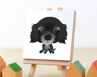 Black Spaniel, Cavalier King Charles, Cocker Spaniel / Pet Portrait ABC Block, English Cocker Spaniel, Dog Nursery Art, Pet Remembrance Gift